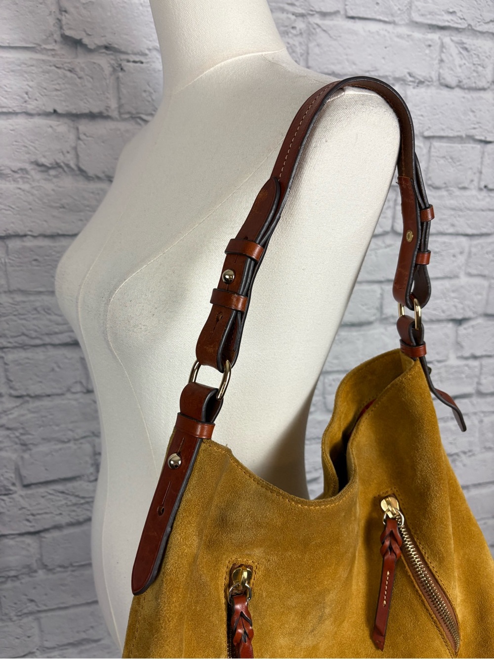 Dooney & Bourke - Mustard Suede Cooper Hobo Bag - Picture 4 of 12